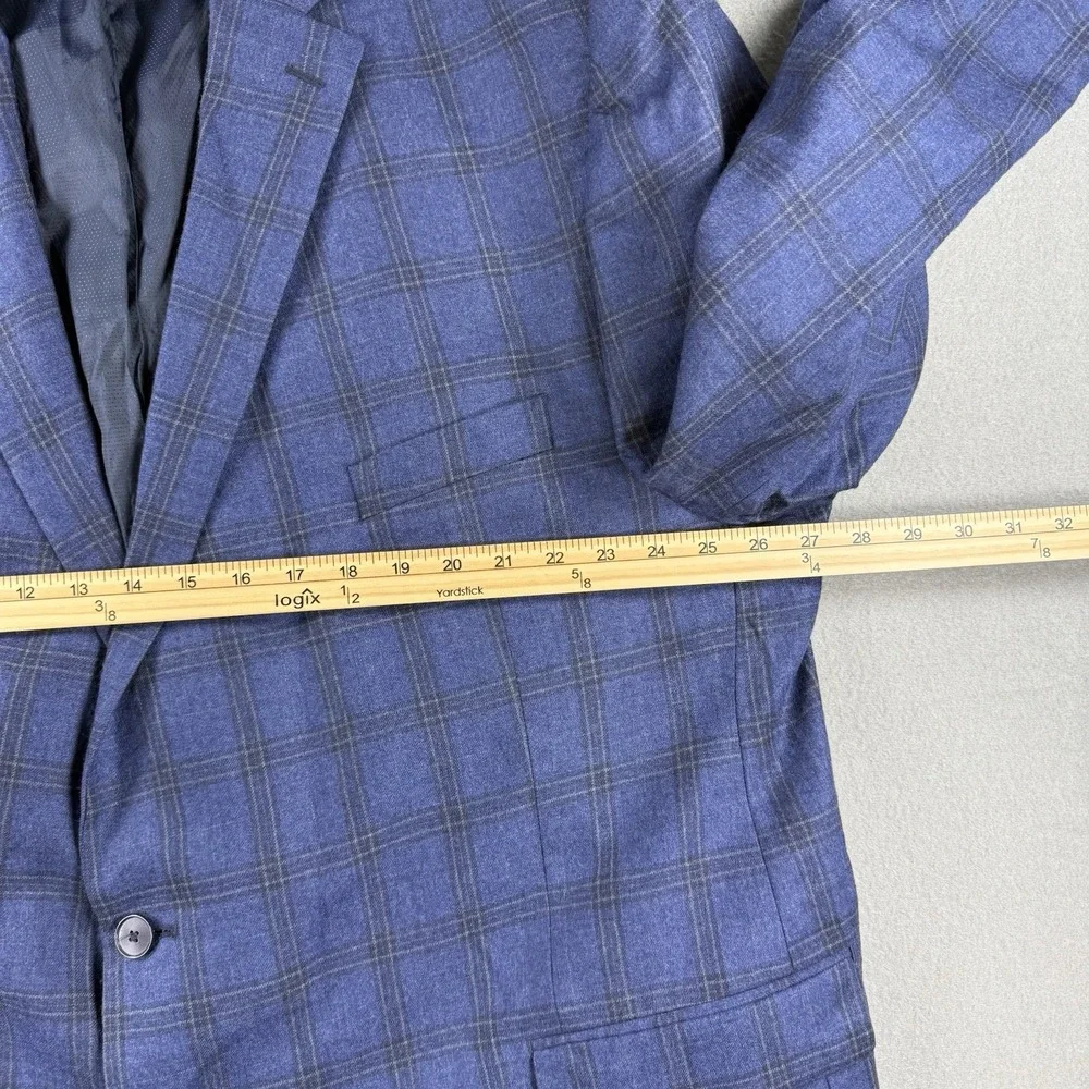 Michael Kors Mens 56R Blue Plaid Wool Sport Coat Blazer Jacket 2-Button Big/Tall